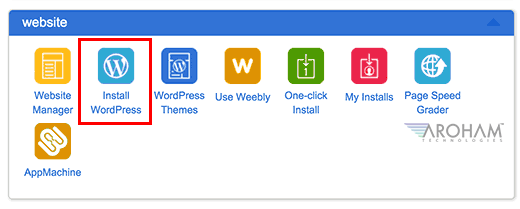 Install WordPress icon in Bluehost's cPanel dashboard