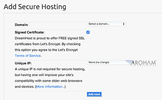 Adding secure hosting