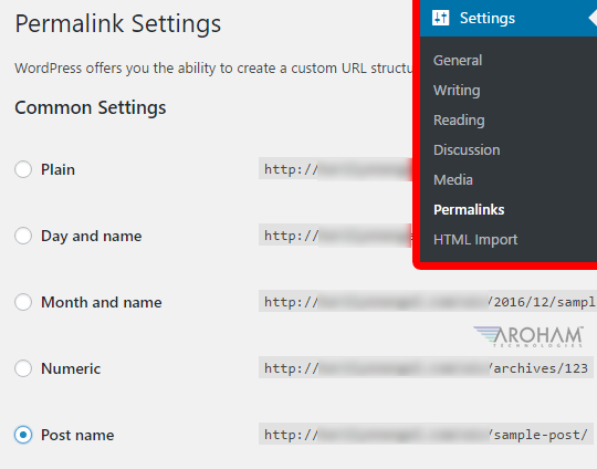 Set your WordPress permalinks before importing Wix