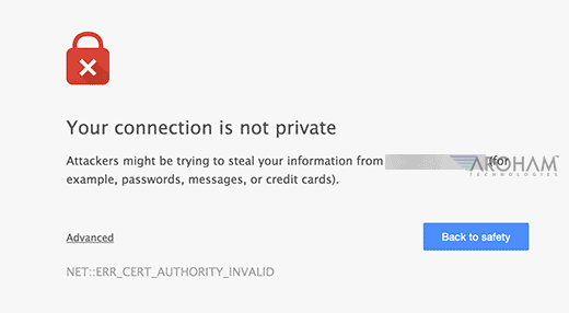 Unsecure connection warning in Google Chrome